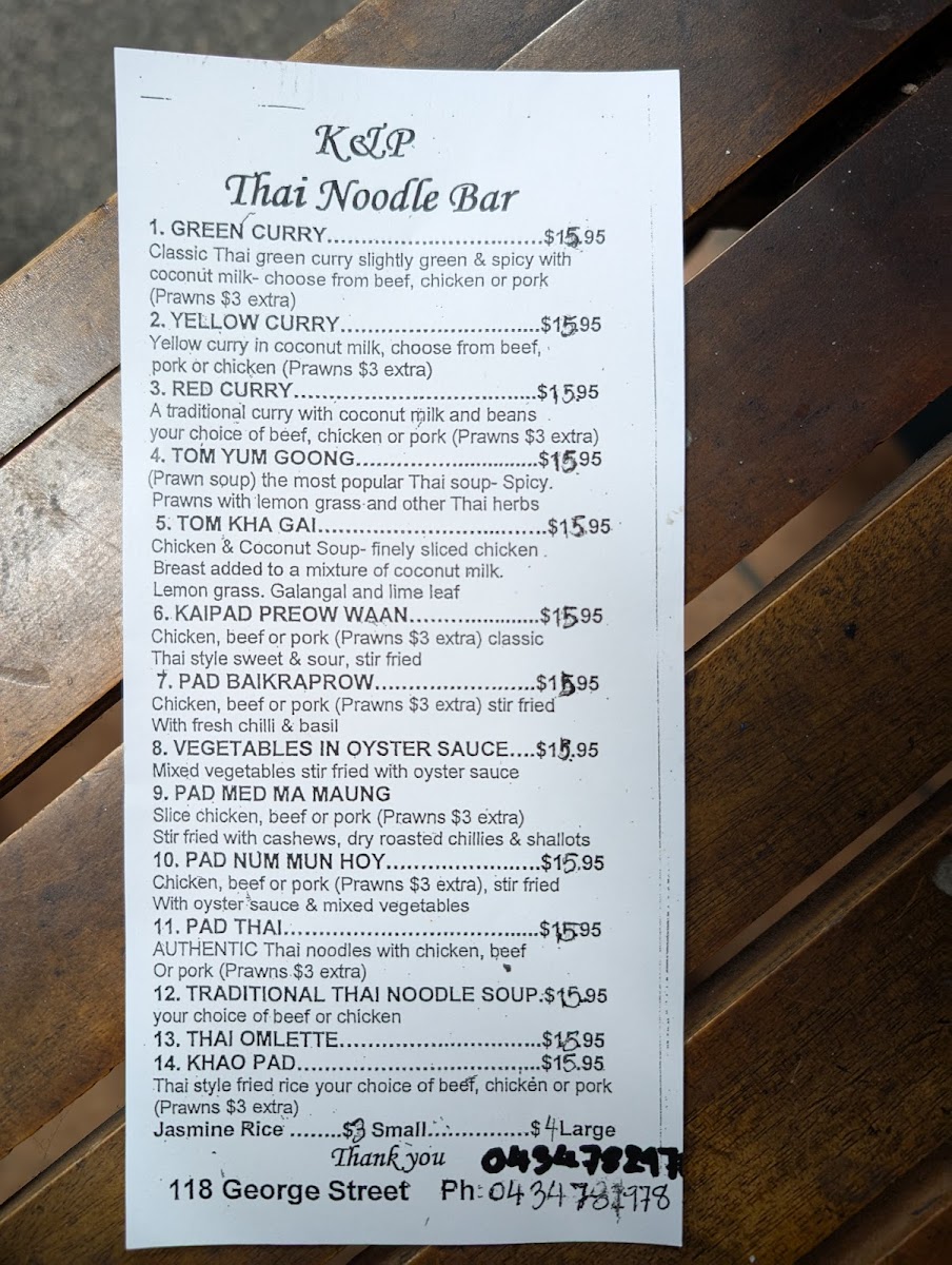 Noot's Thai Food Photo Menu 1