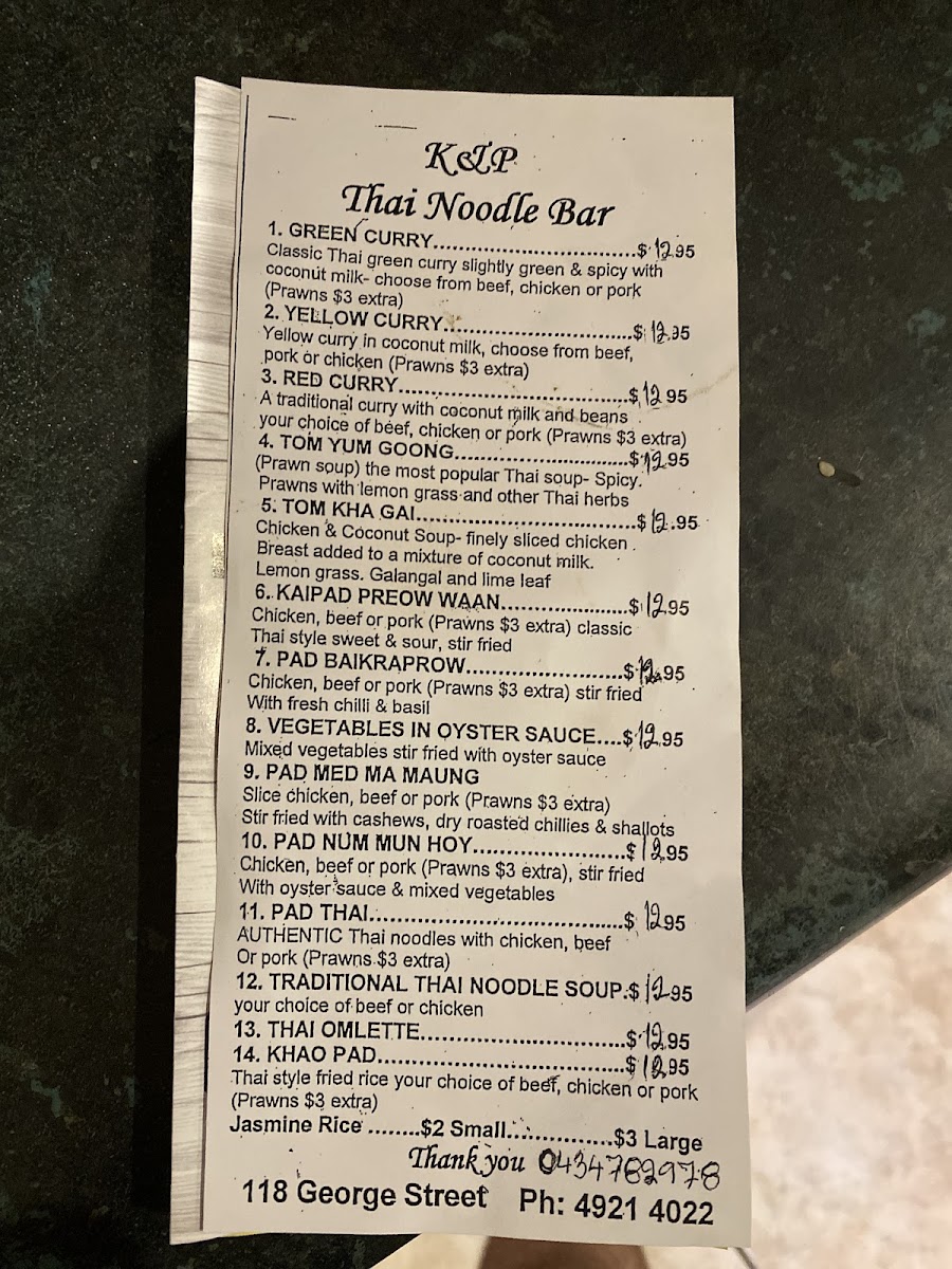Noot's Thai Food Photo Menu 2