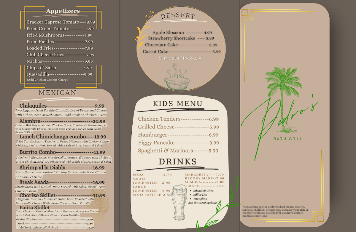 Pedro’s Bar and Grill Photo Menu 2