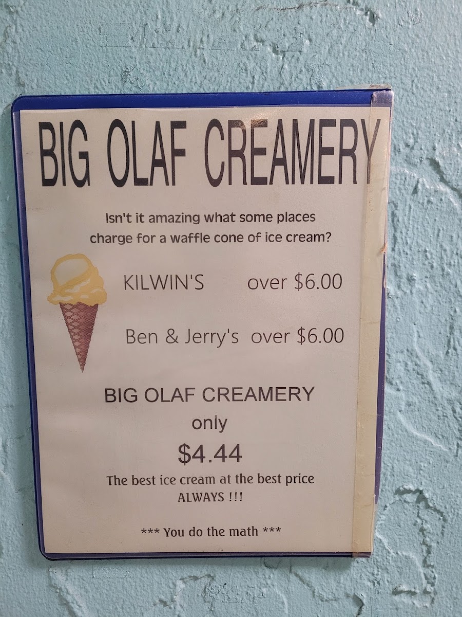 Big Olaf Creamery Photo Menu 4