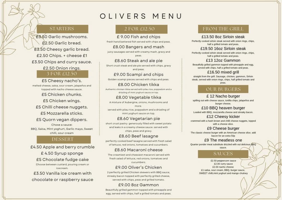 Olivers restaurant and sports bar Photo Menu 1