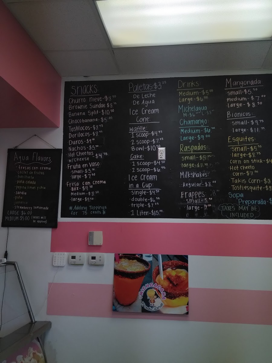 La Michoacana Ice Cream Shop Photo Menu 1