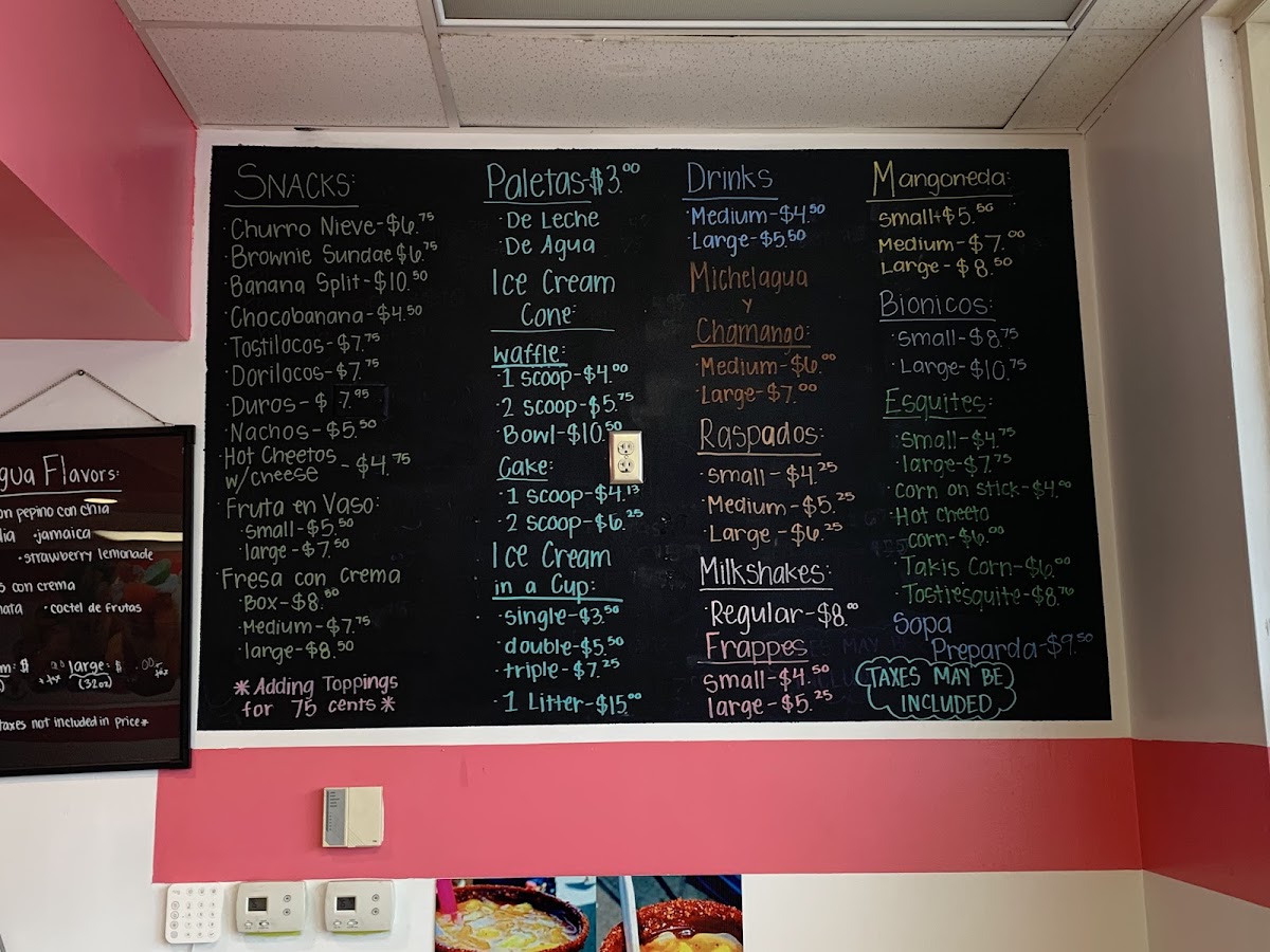 La Michoacana Ice Cream Shop Photo Menu 2