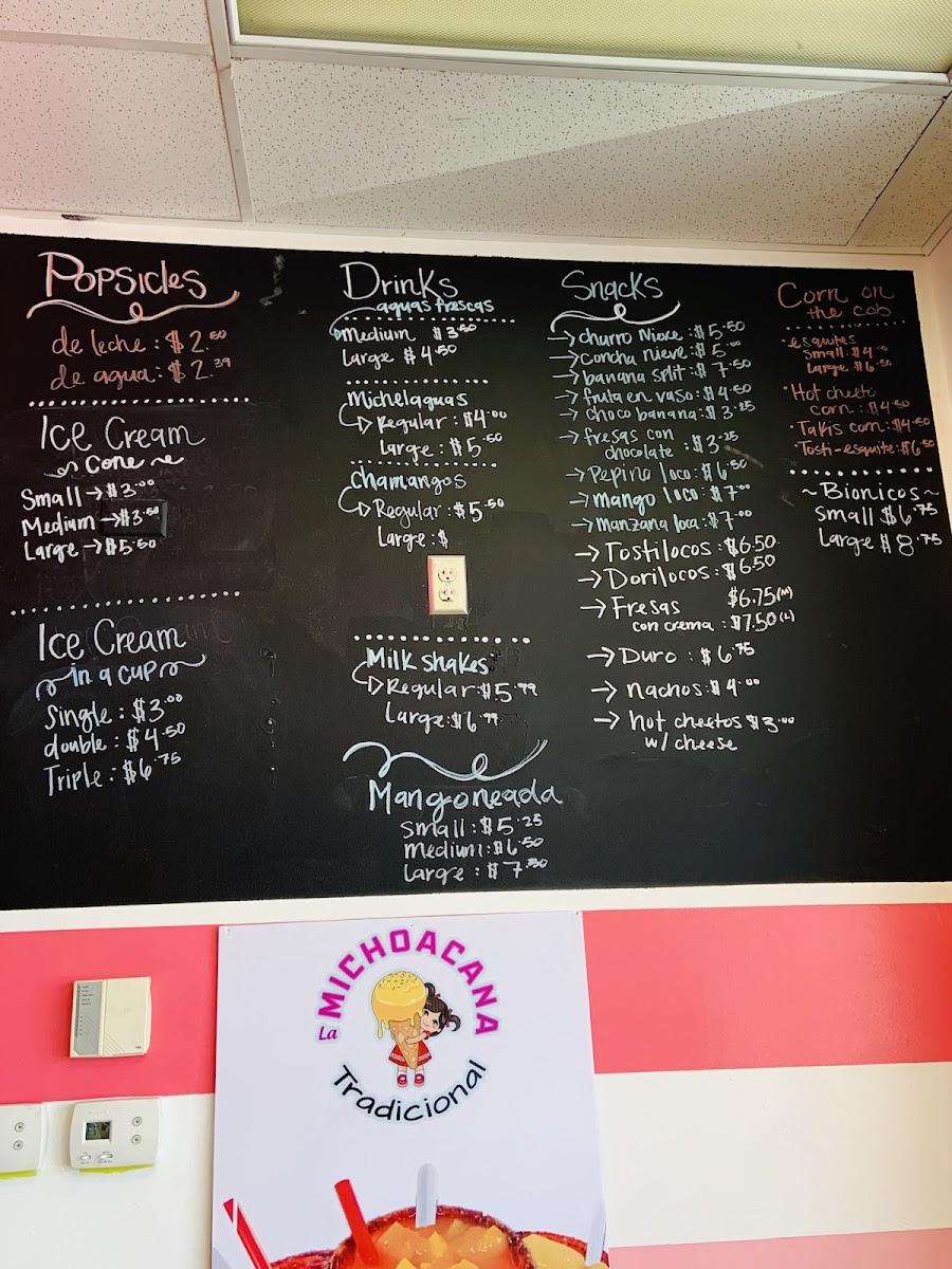 La Michoacana Ice Cream Shop Photo Menu 3