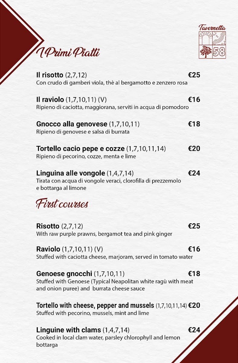 Tavernetta Cinquantotto Photo Menu 2