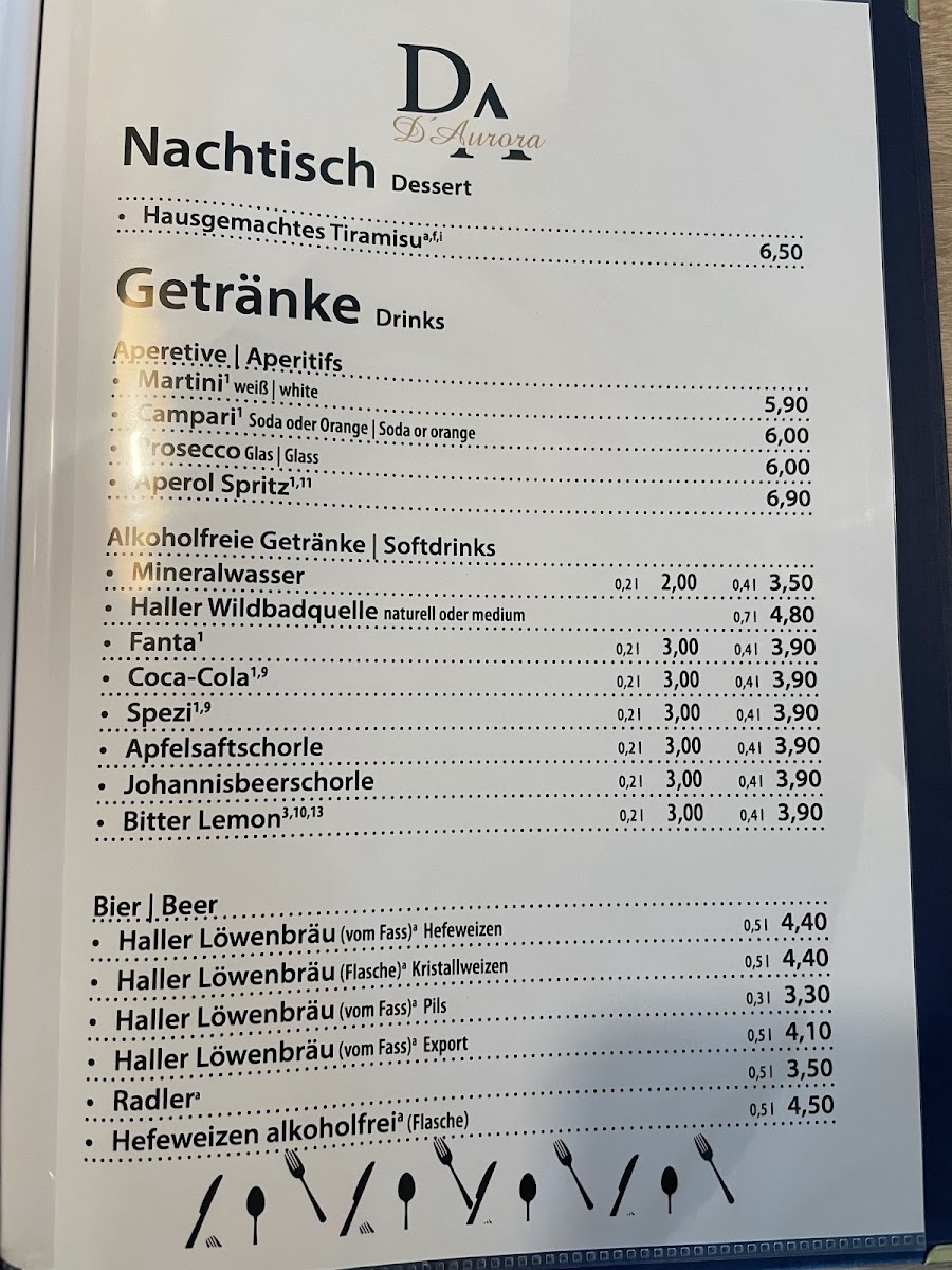 Ristorante Pizzeria D'Aurora Photo Menu 1