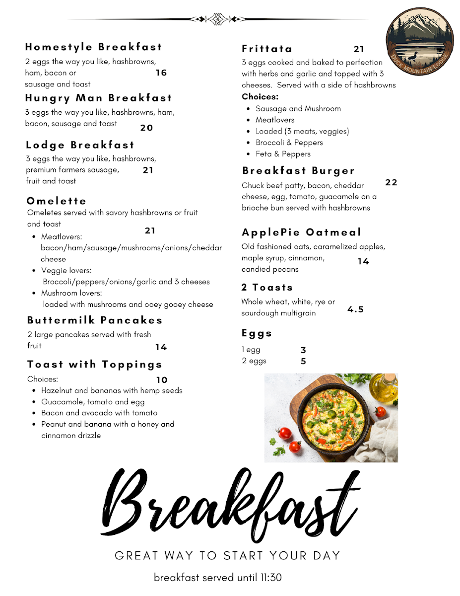 Duck Mountain Lodge Photo Menu 4