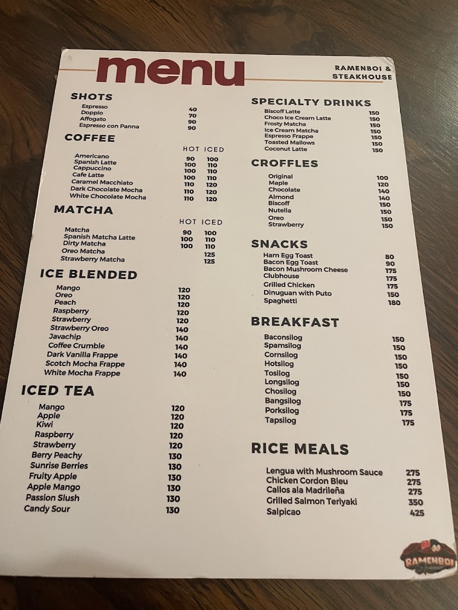 Ramenboi and Steakhouse Photo Menu 2