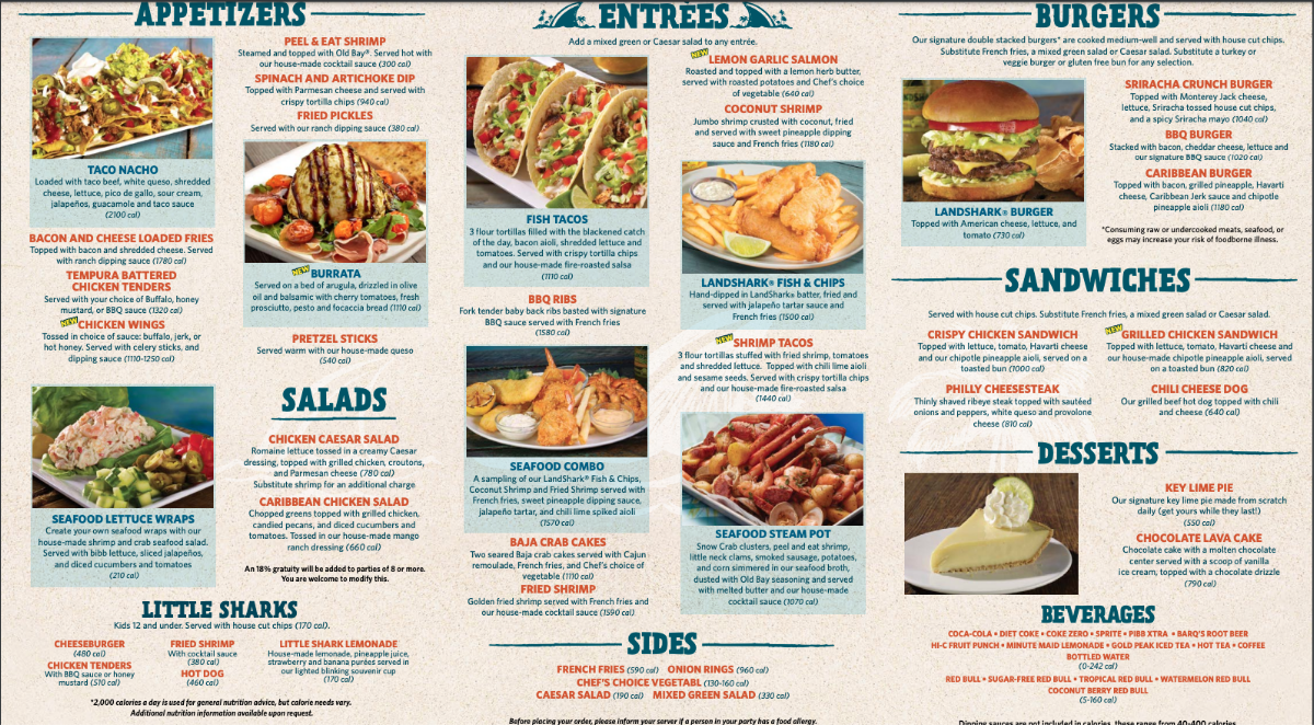 LandShark Bar & Grill - North Myrtle Beach Photo Menu 2