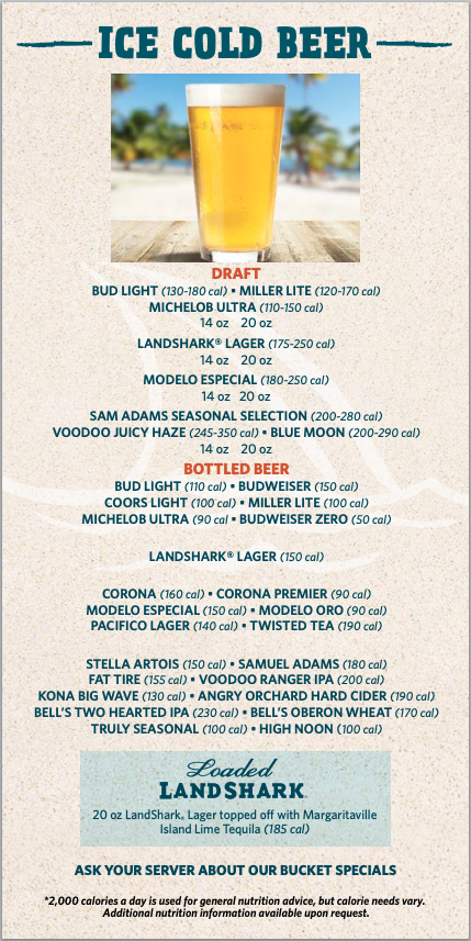 LandShark Bar & Grill - North Myrtle Beach Photo Menu 3