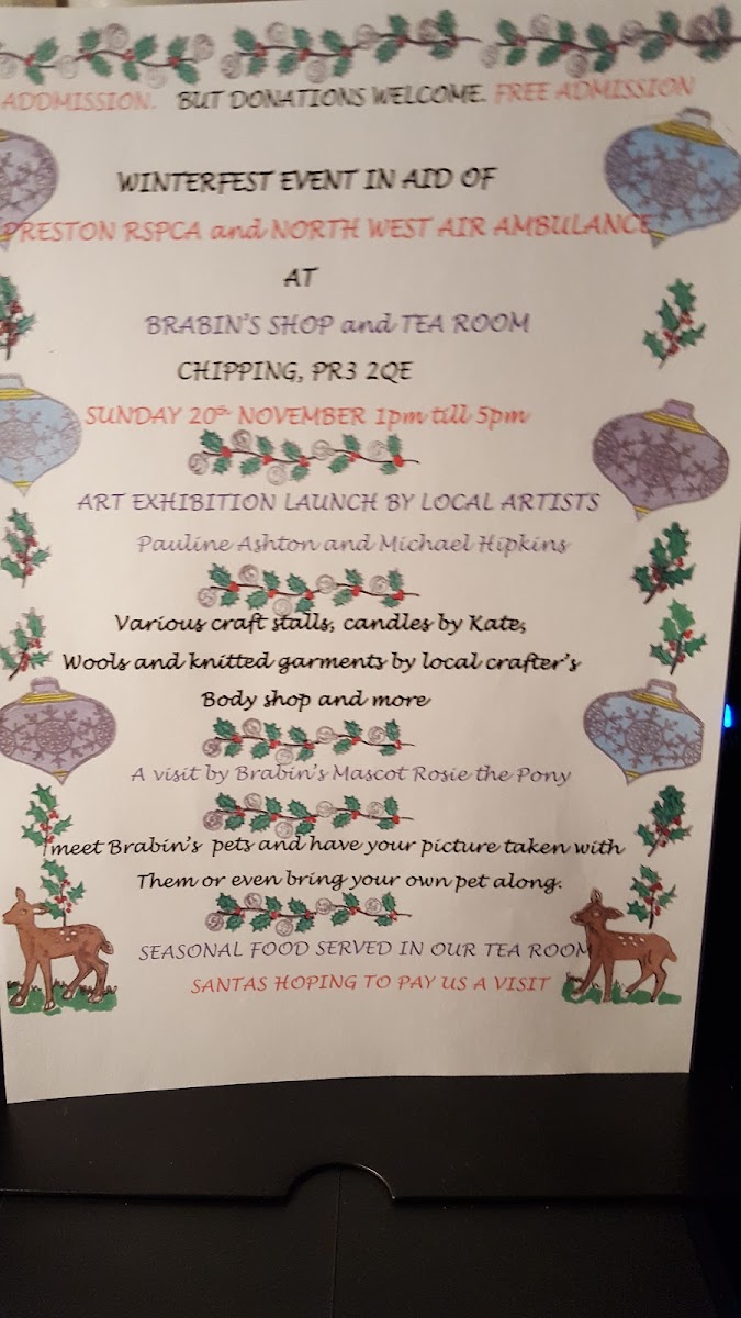 Brabin's Shop & Gallery Photo Menu 1