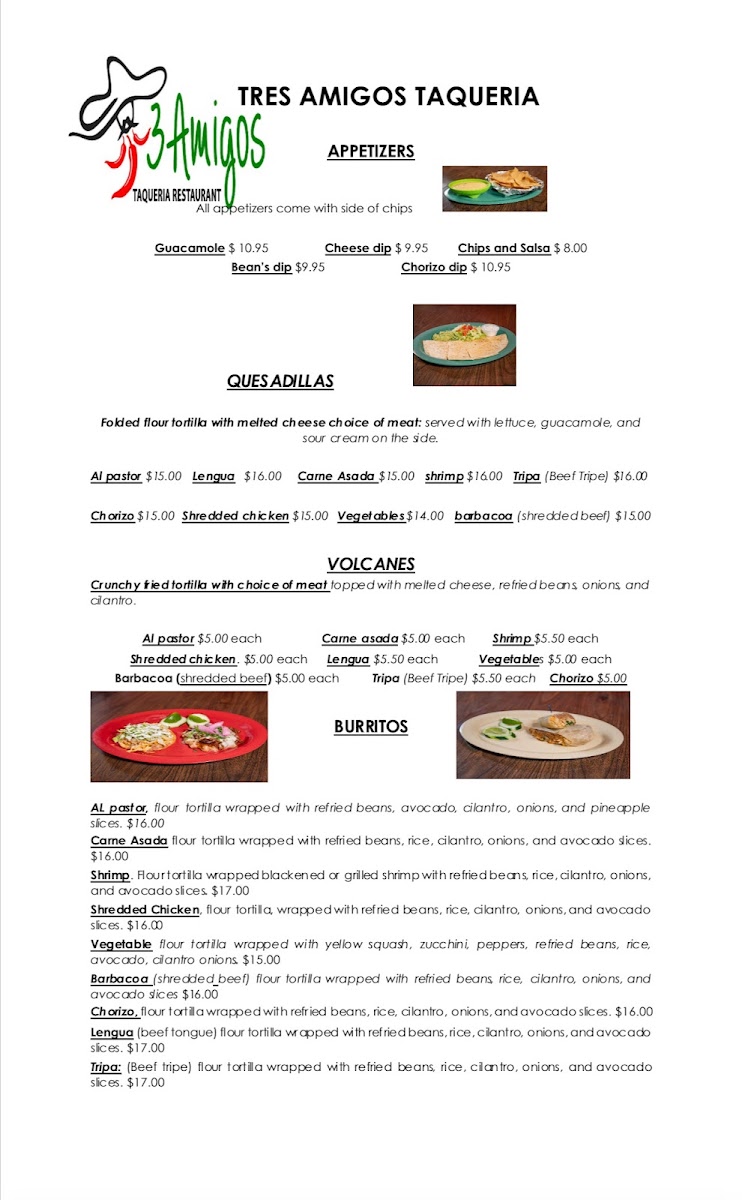 Tres Amigos Taqueria Photo Menu 2