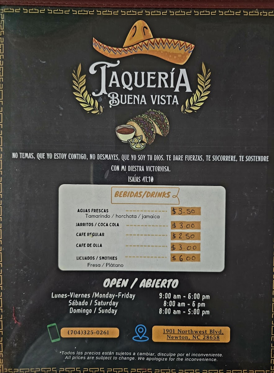 Taquería Buena Vista Photo Menu 8