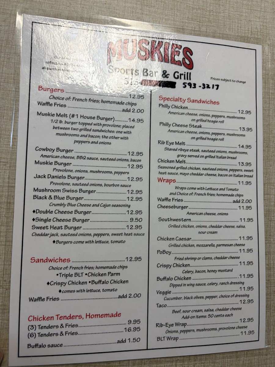 Muskies Sports Bar & Grill Photo Menu 1