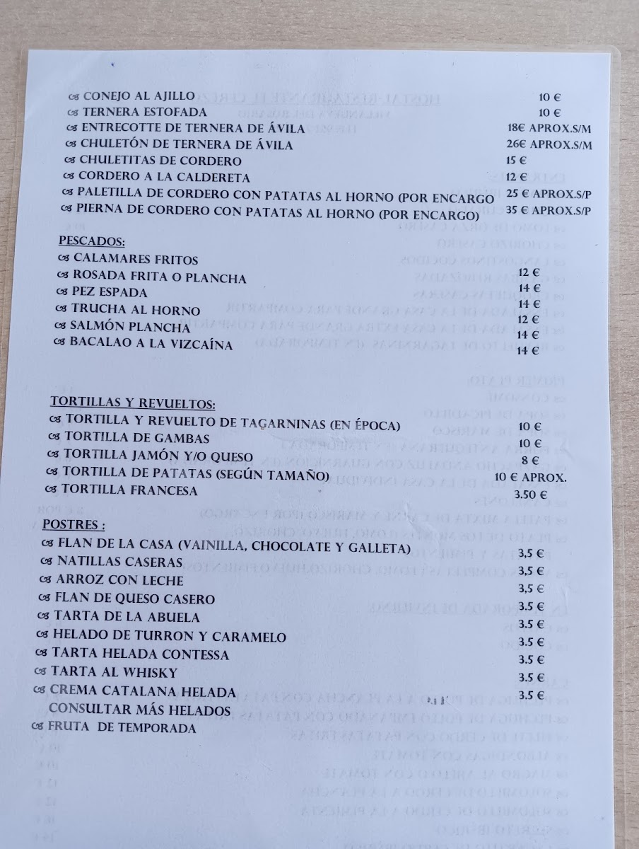 Hostal Restaurante El Cerezo Photo Menu 3