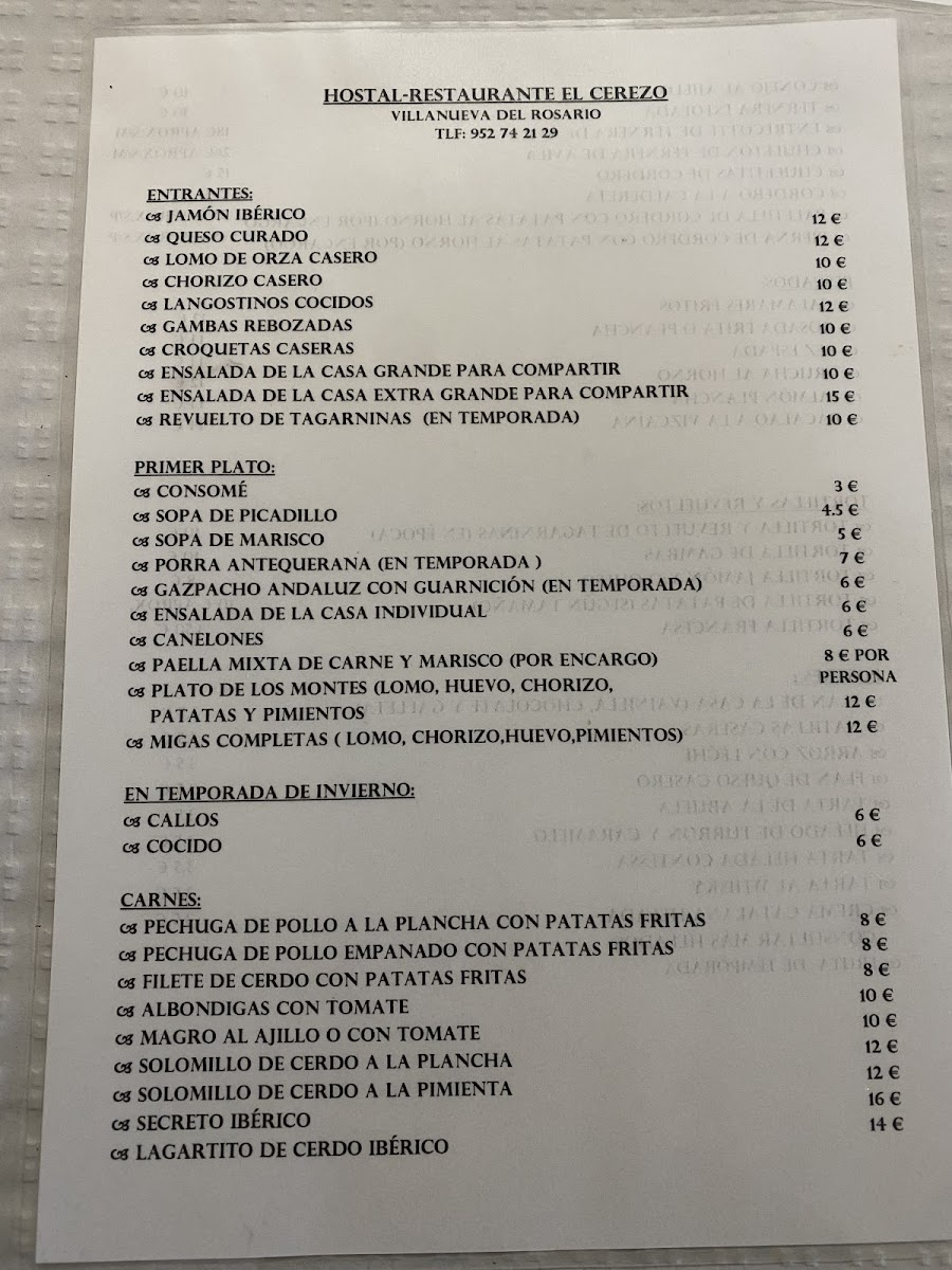 Hostal Restaurante El Cerezo Photo Menu 5