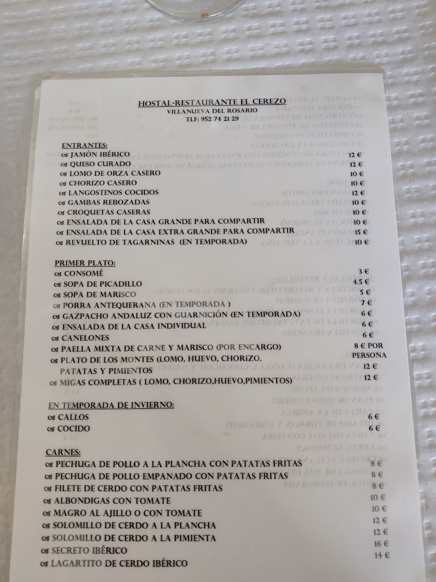 Hostal Restaurante El Cerezo Photo Menu 7