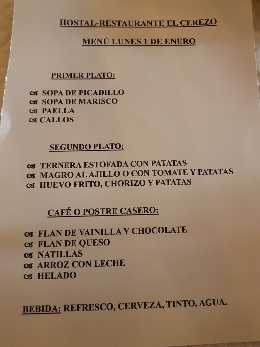 Hostal Restaurante El Cerezo Photo Menu 9