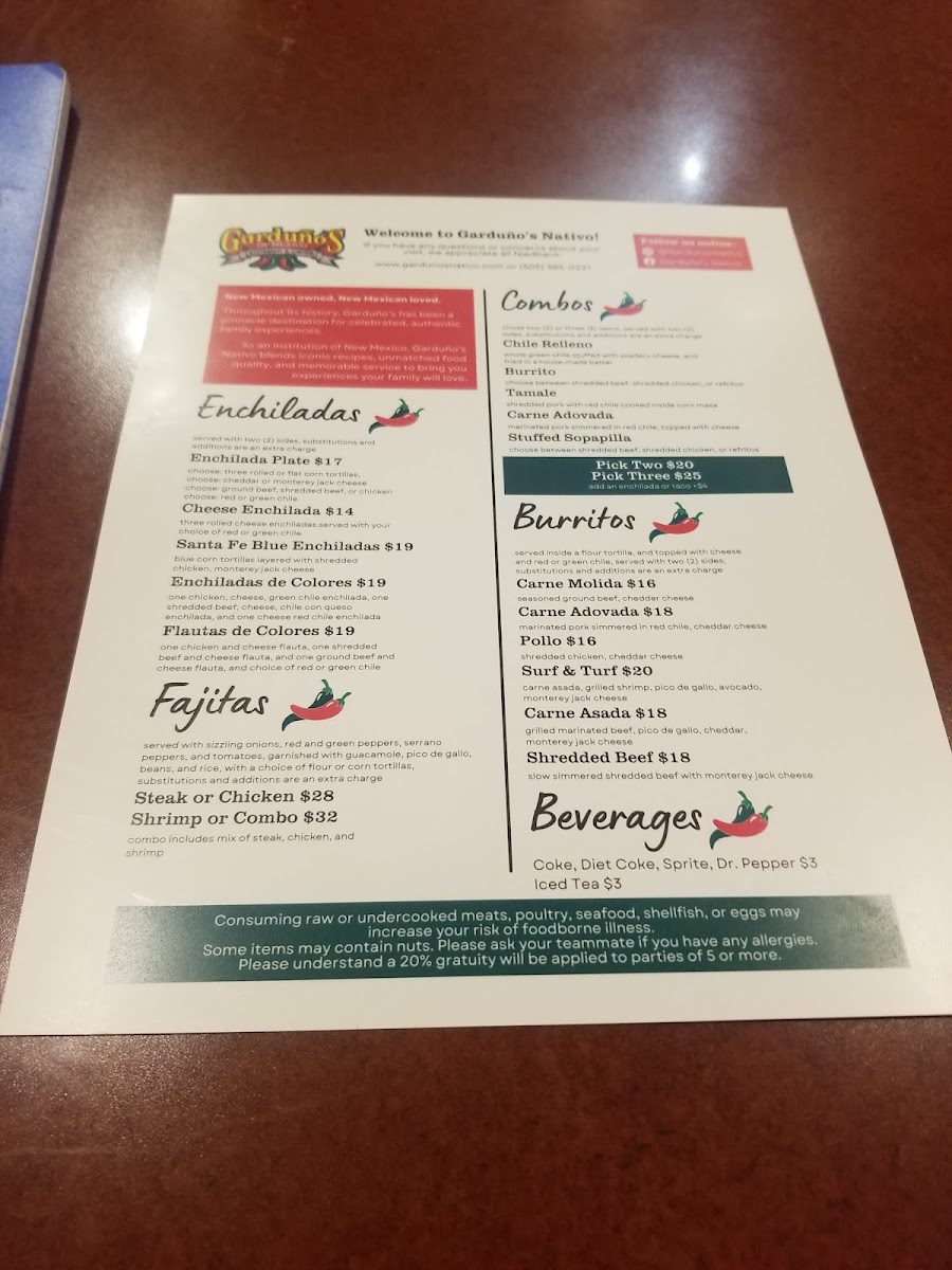 Garduno's Nativo Photo Menu 1