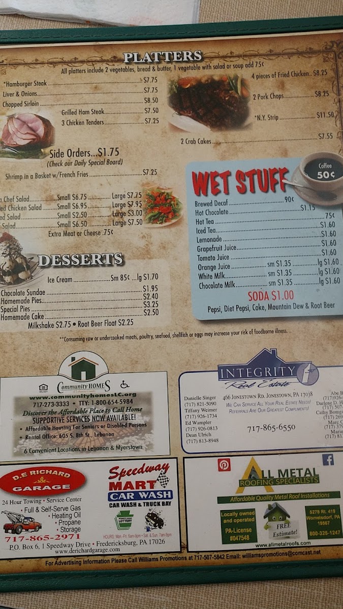 Miller's Restaurant Photo Menu 5