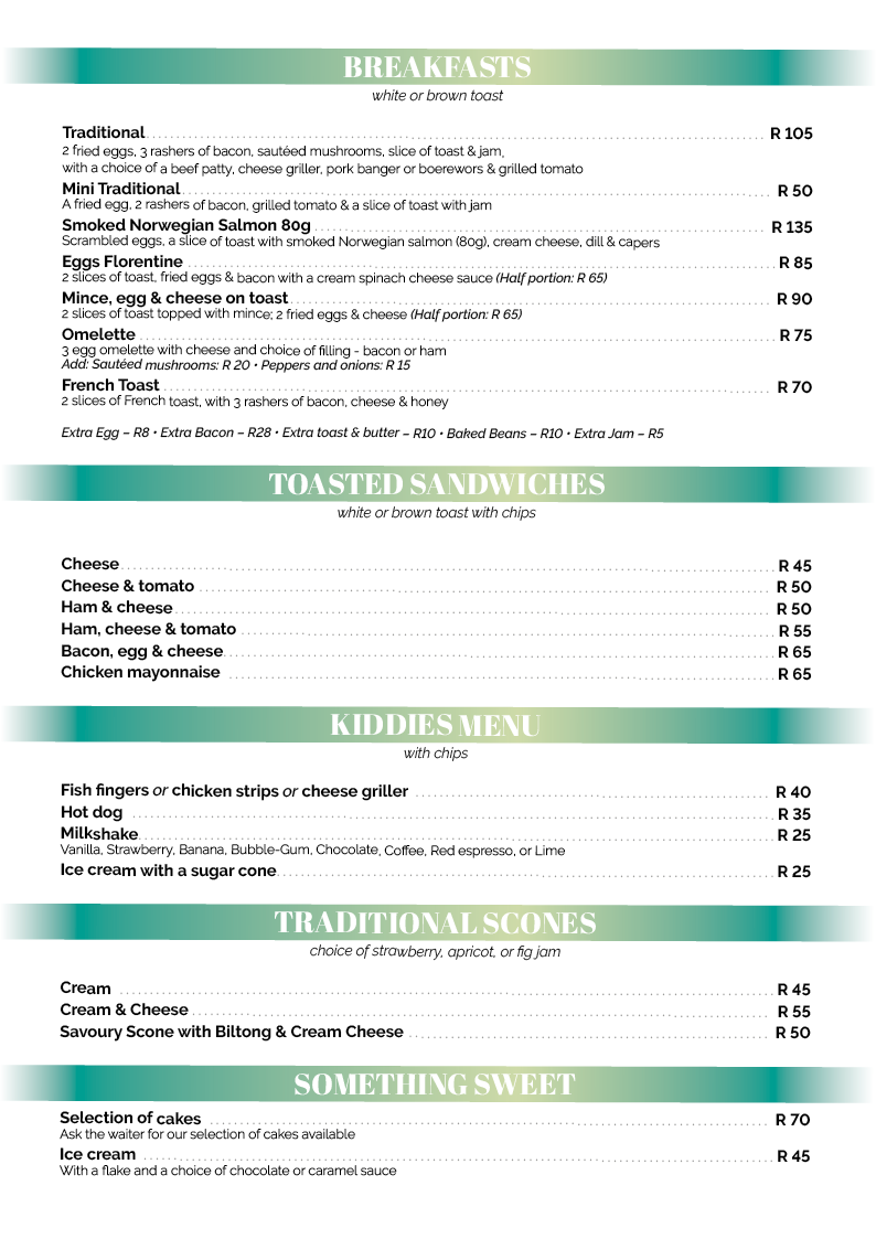 Ouma Isie's Tea Garden and Restaurant Photo Menu 10