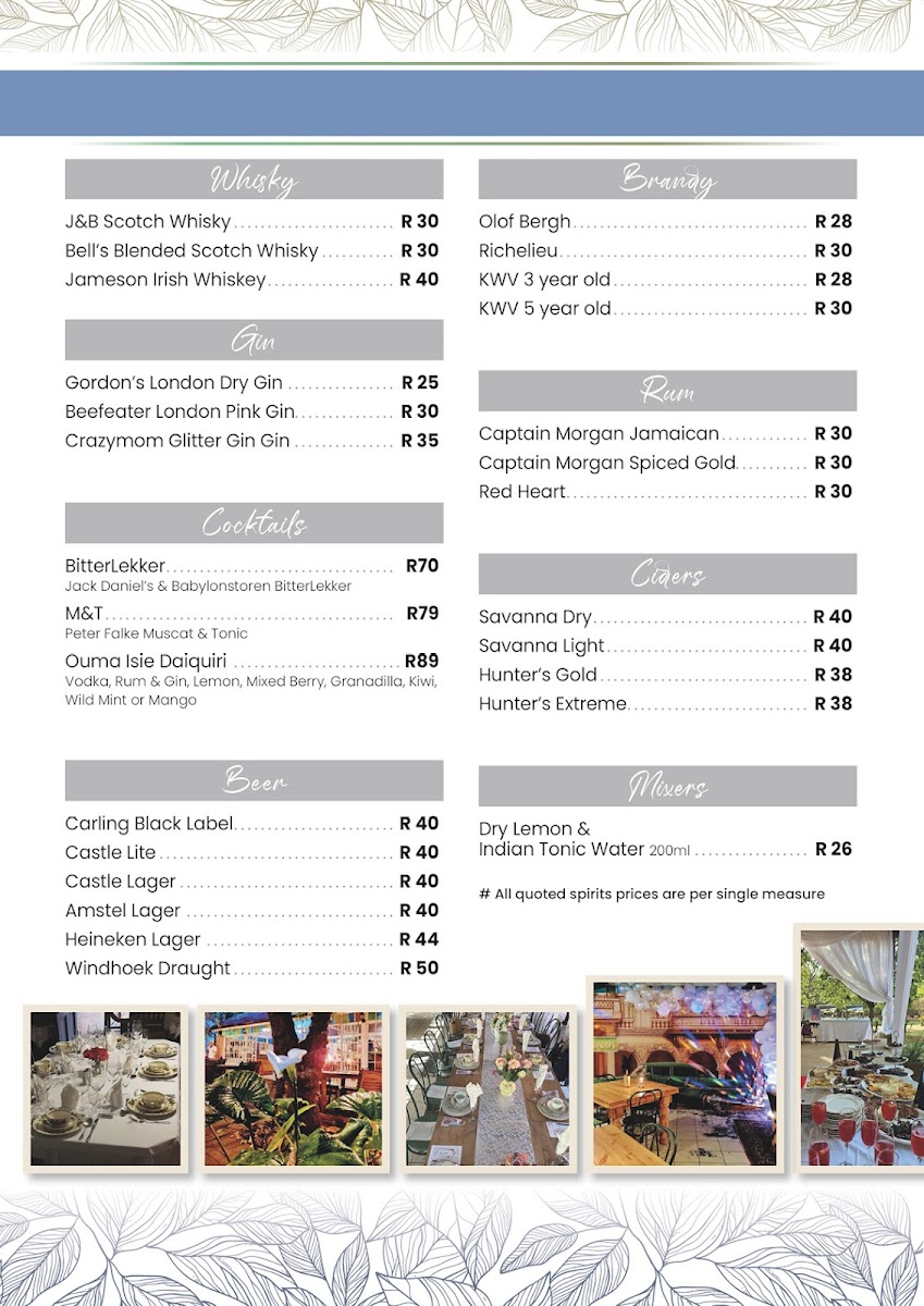 Ouma Isie's Tea Garden and Restaurant Photo Menu 4