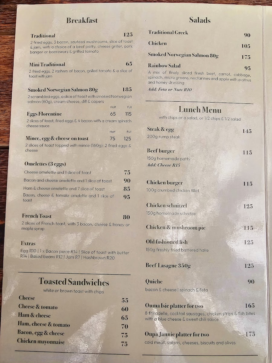 Ouma Isie's Tea Garden and Restaurant Photo Menu 9