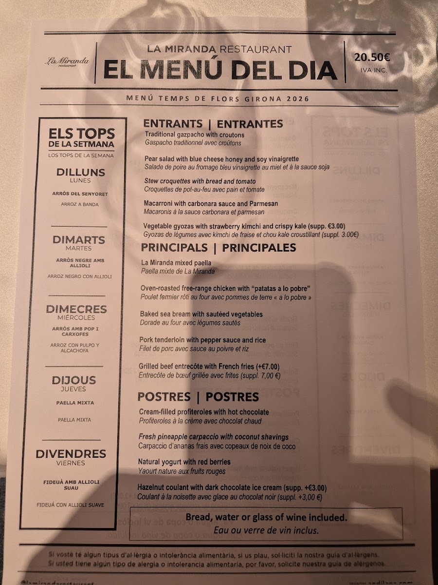 La Miranda Photo Menu 2