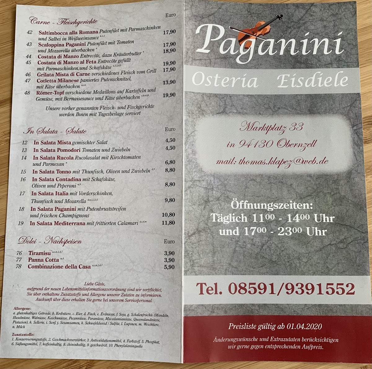 Osteria Paganini Photo Menu 2