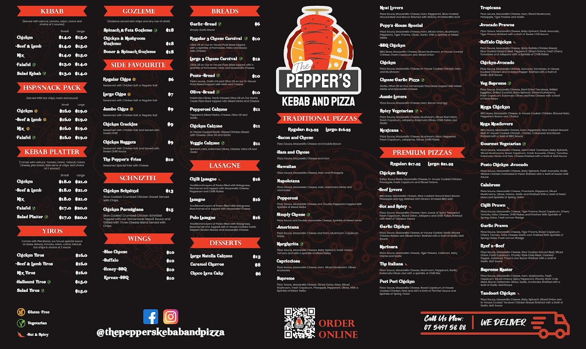 The Pepper's Pizza and Takeaway Photo Menu 1