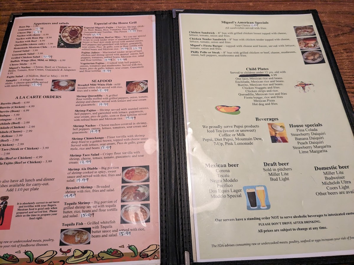 Miguel's Mexican Restaurant Photo Menu 6