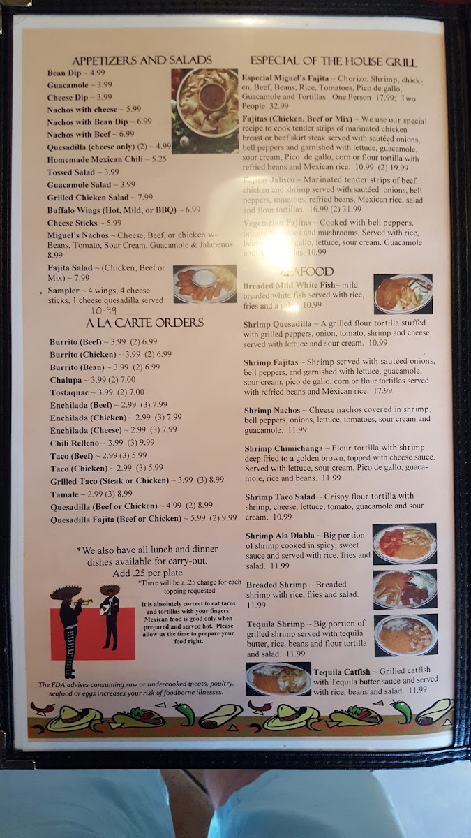 Miguel's Mexican Restaurant Photo Menu 7