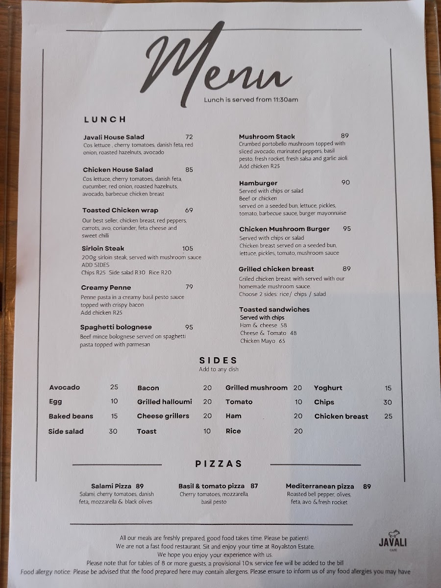 Javali Café Photo Menu 1