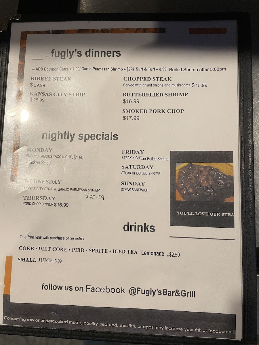 Fugly's Bar & Grill Photo Menu 2