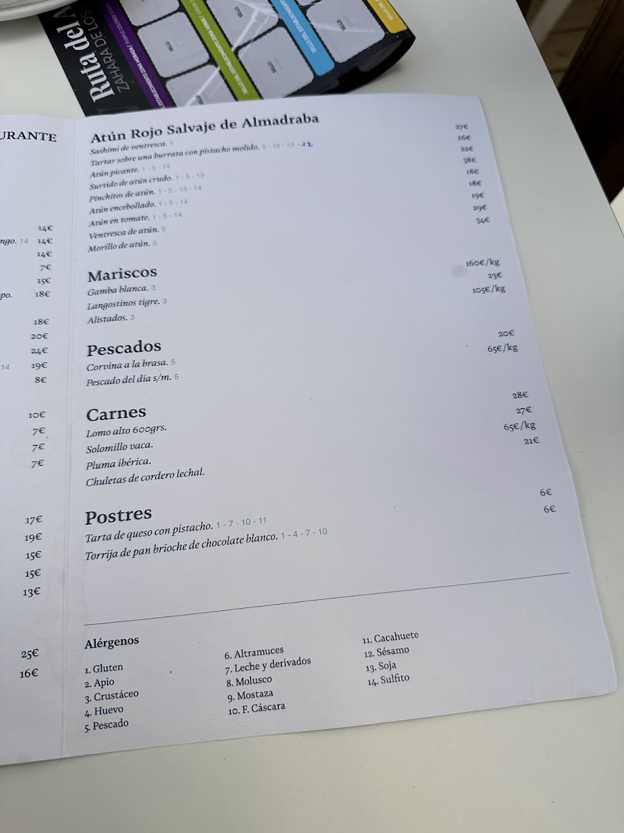 Restaurante Barlovento Zahara de los Atunes Photo Menu 3