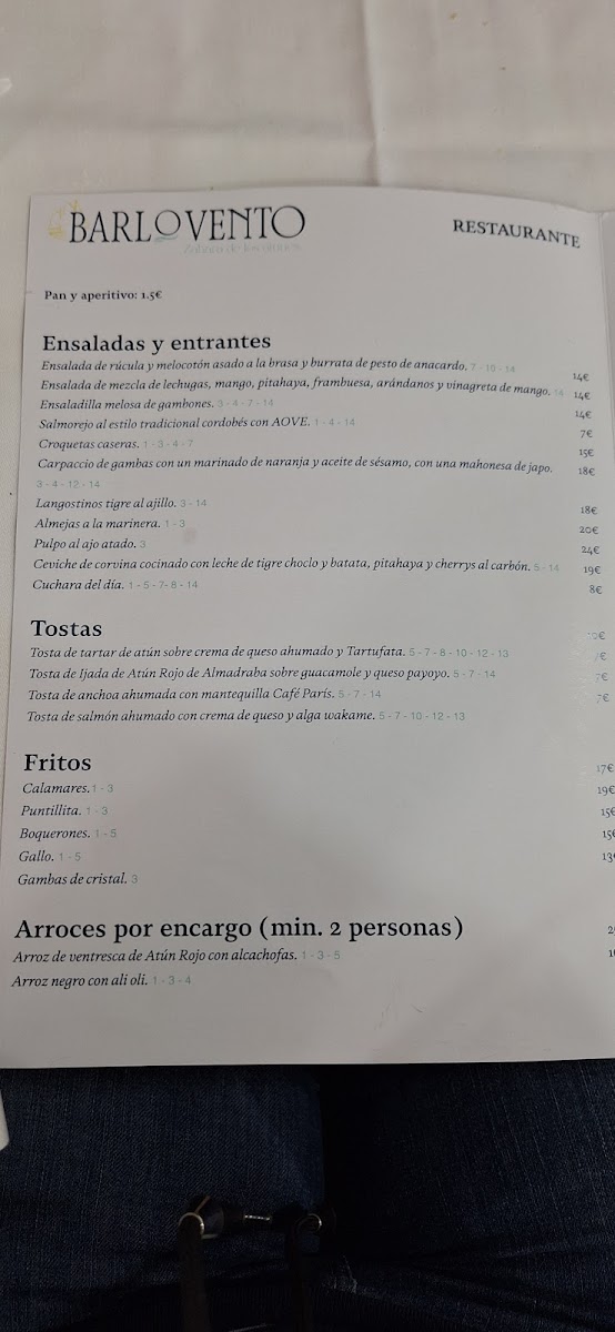 Restaurante Barlovento Zahara de los Atunes Photo Menu 6