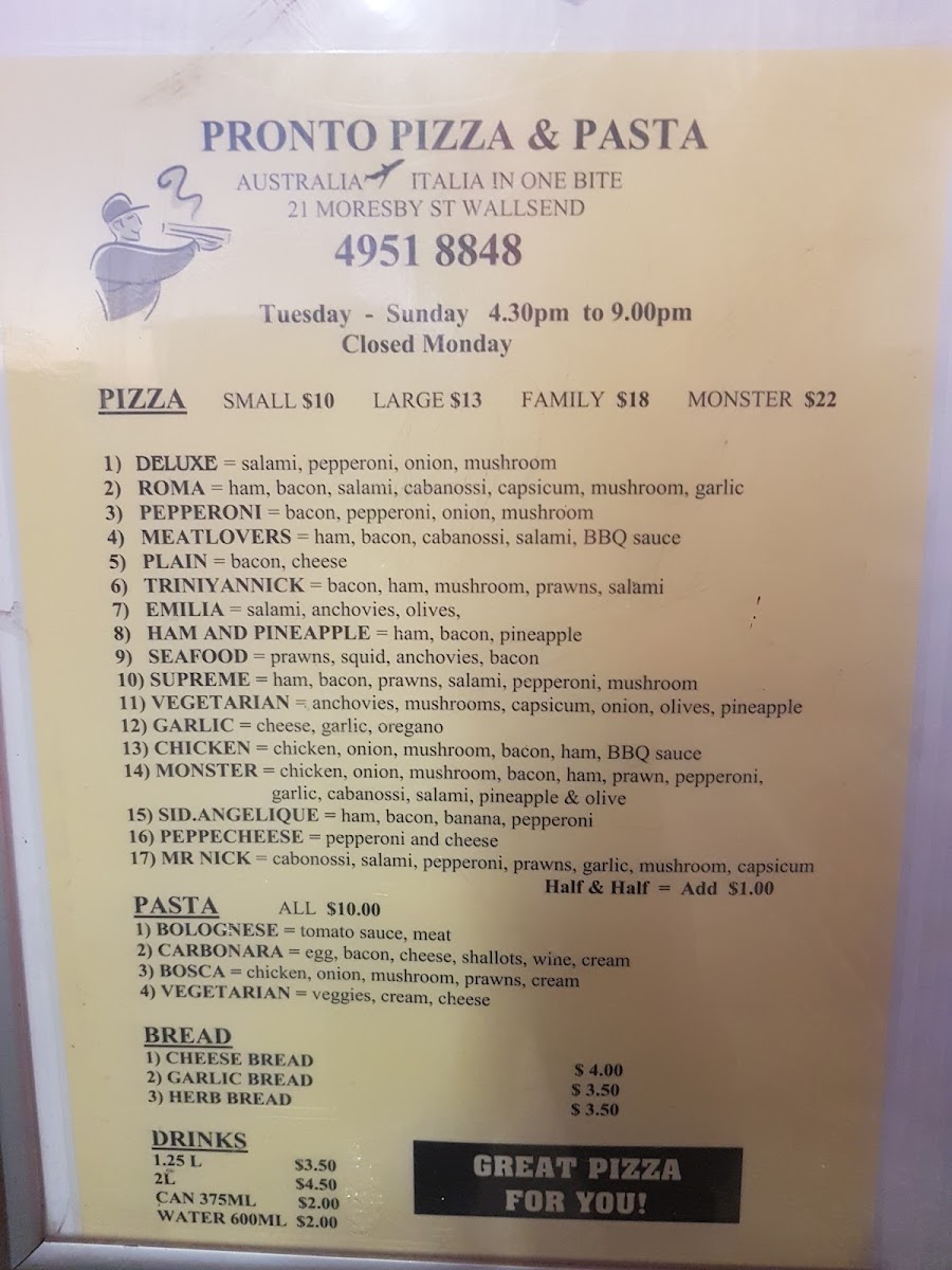 Pronto Pizza & Pasta Photo Menu 1