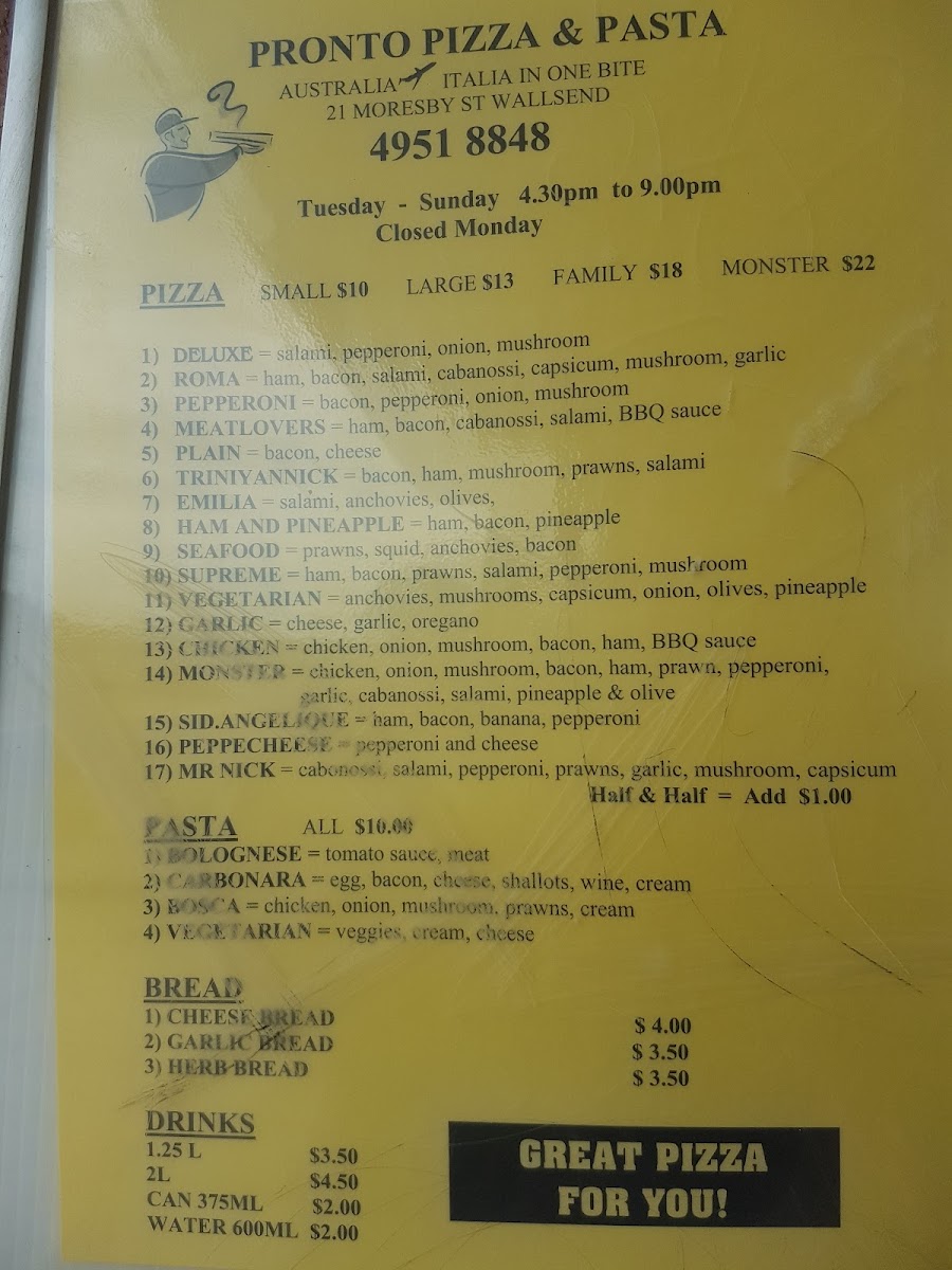 Pronto Pizza & Pasta Photo Menu 2