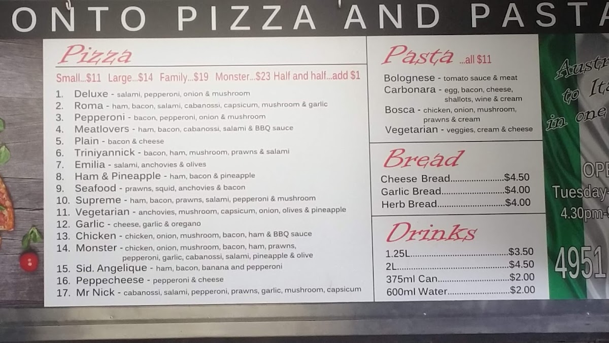 Pronto Pizza & Pasta Photo Menu 3