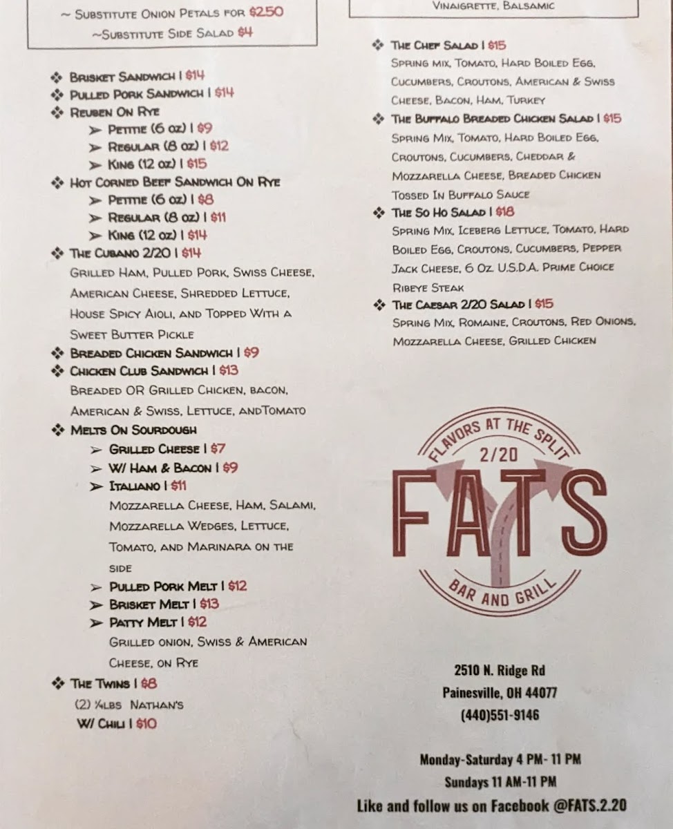 Flavors At The Split 2/20 (F.A.T.S 2/20) Photo Menu 1