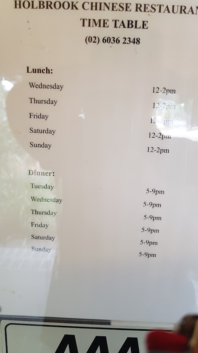 Holbrook Chinese Restaurant Photo Menu 5
