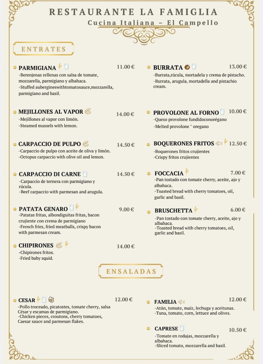 Restaurante Pizzería La famiglia Photo Menu 2