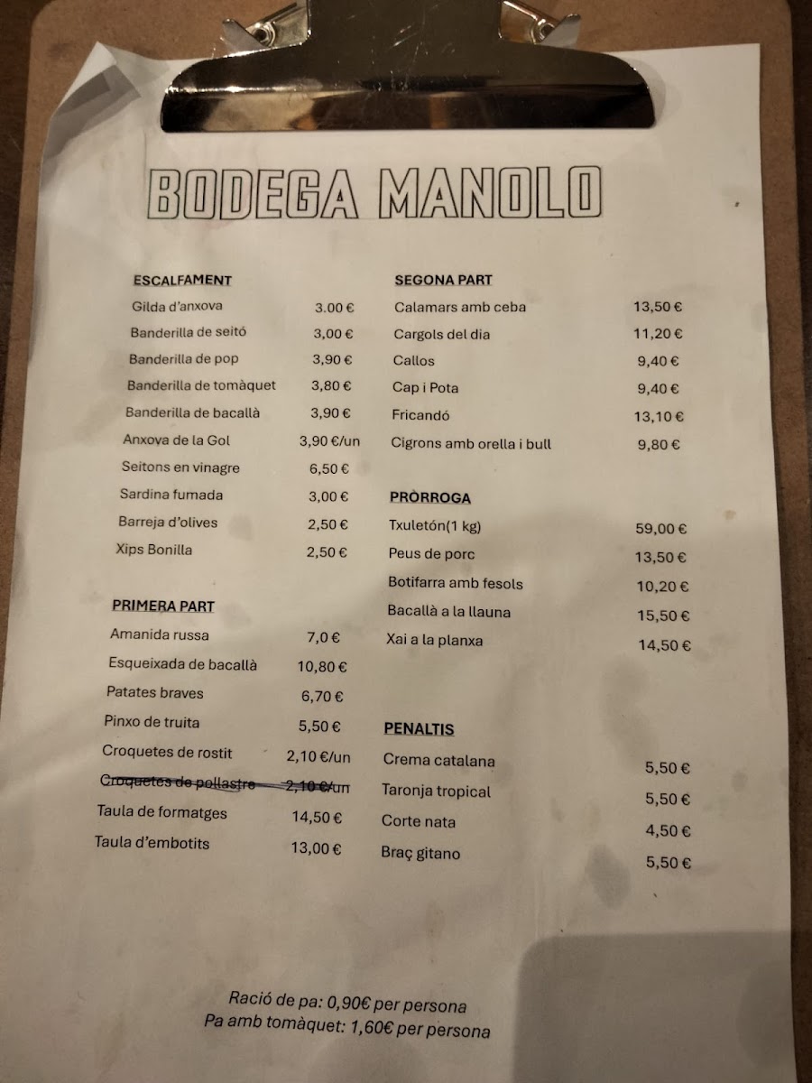 Bodega Manolo Photo Menu 2