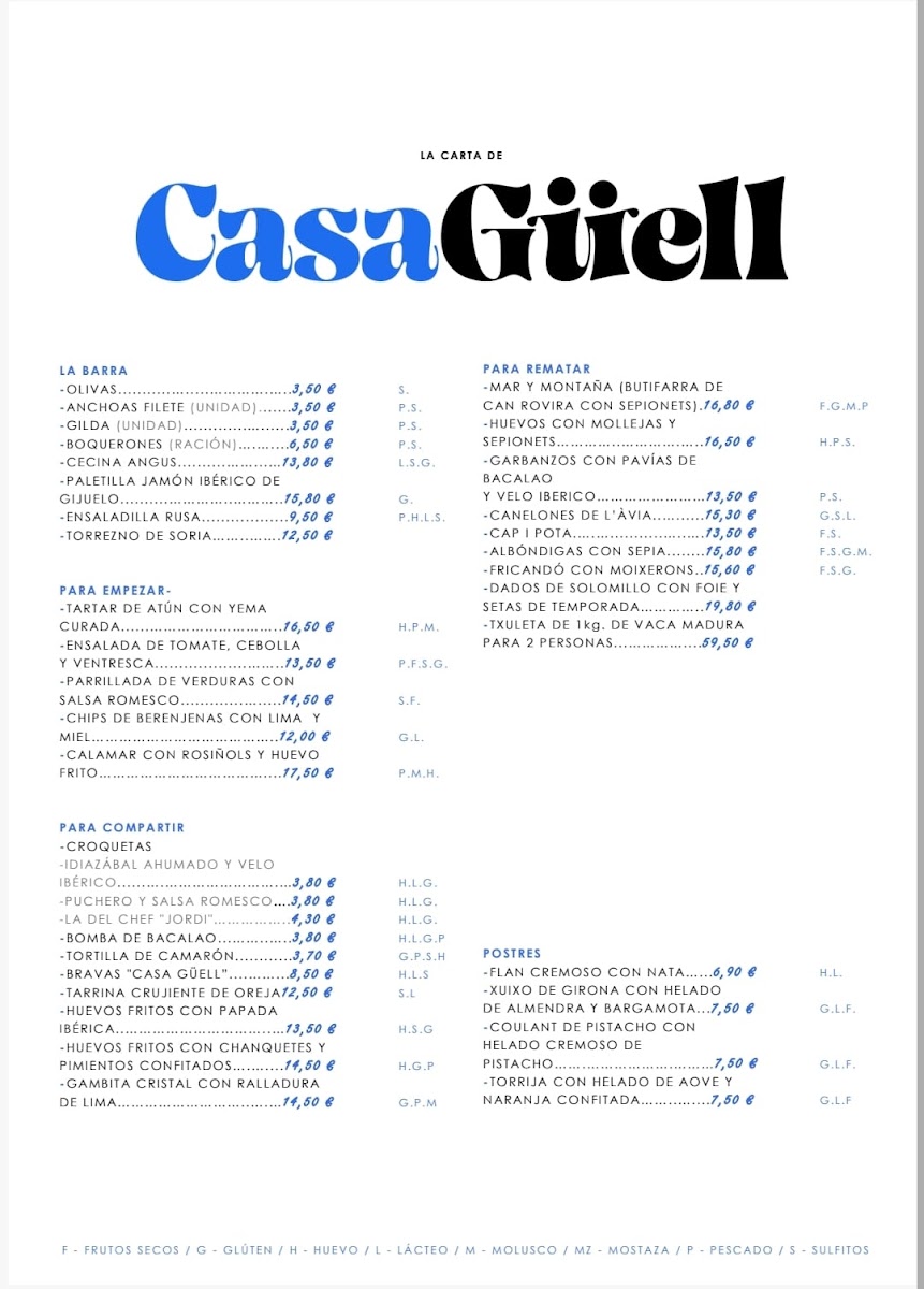 Casa Güell Photo Menu 1