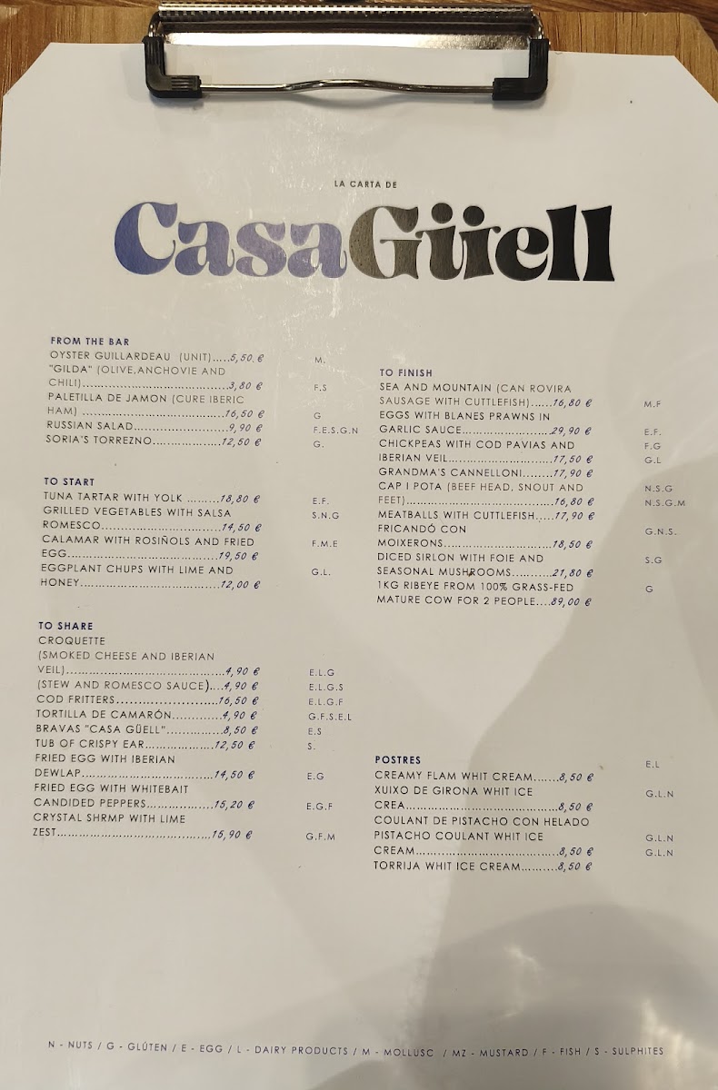 Casa Güell Photo Menu 2