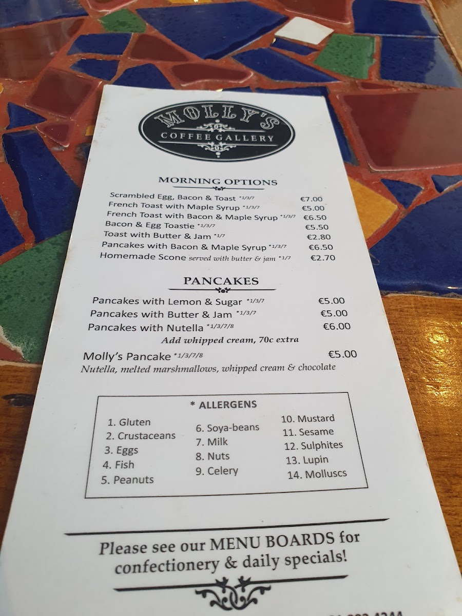 Molly's Coffee Gallery Photo Menu 2