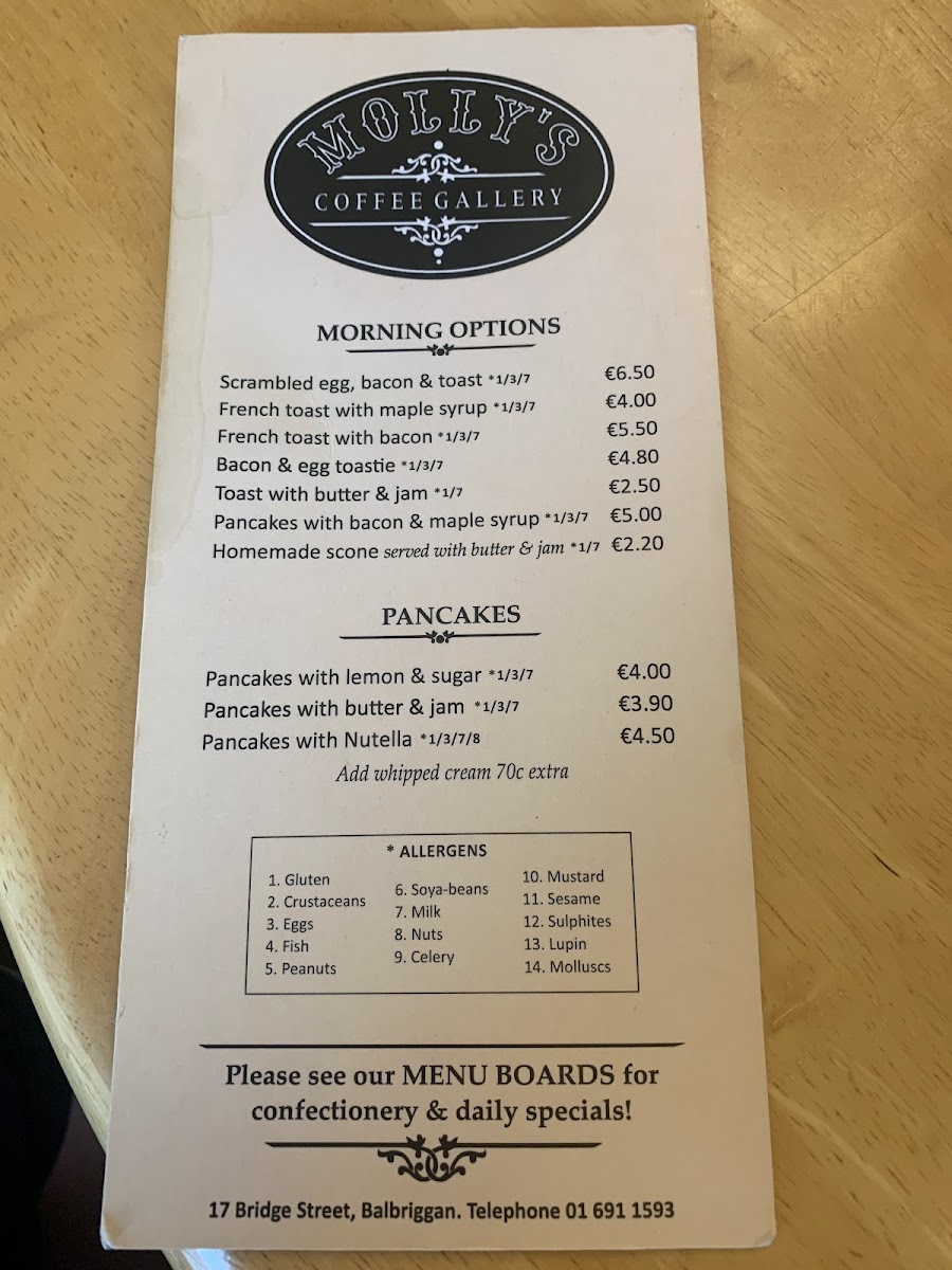 Molly's Coffee Gallery Photo Menu 4