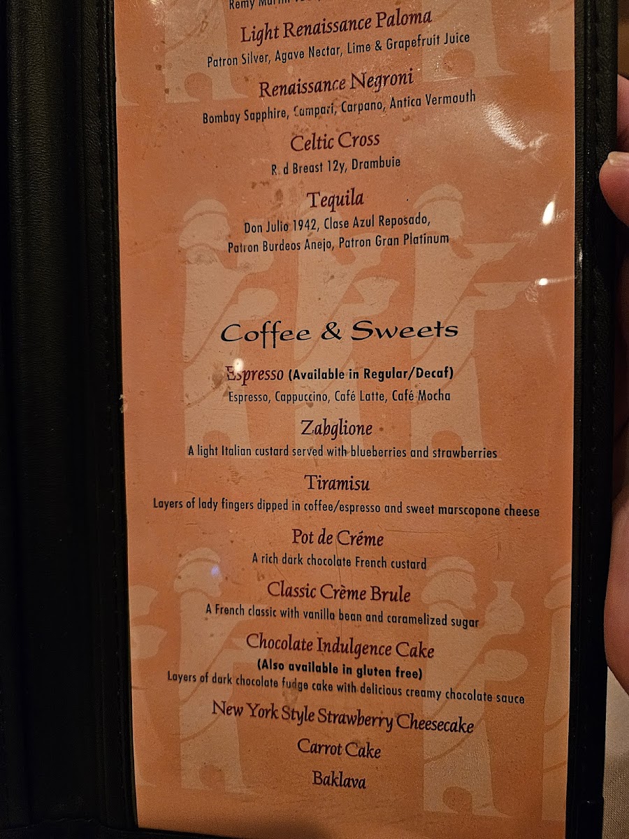 Cafe Renaissance Photo Menu 1