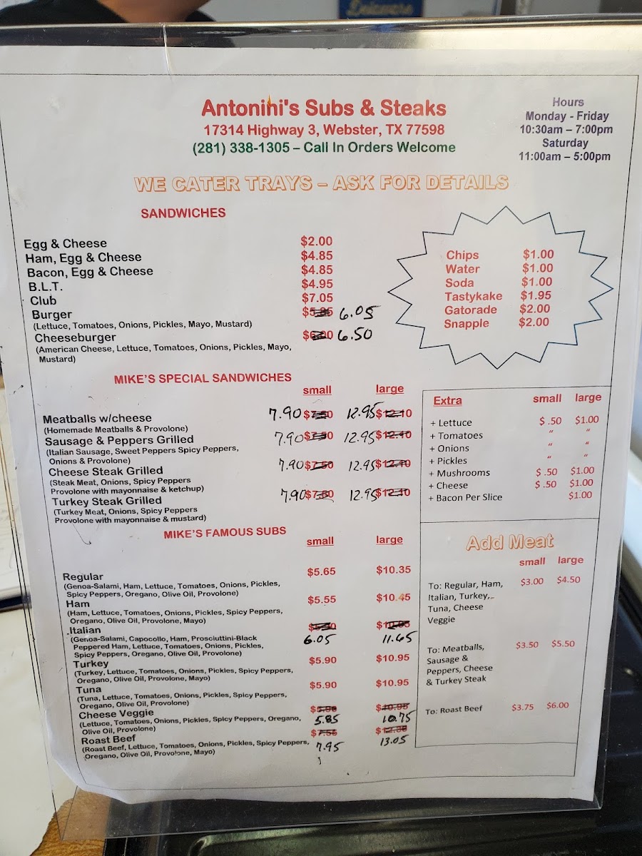 Antonini's Subs & Steaks Photo Menu 1