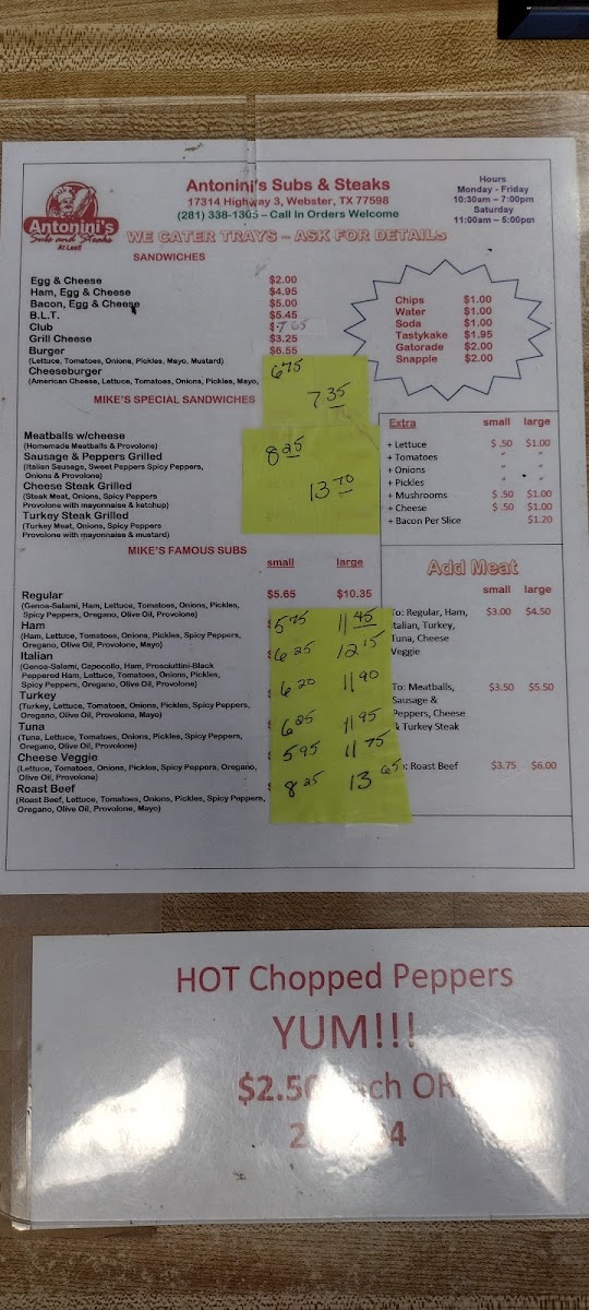 Antonini's Subs & Steaks Photo Menu 3
